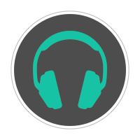 icona rotonda cuffie audio verdi su sfondo grigio