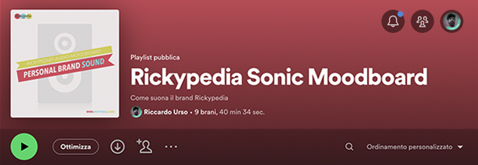 screenshot della playlist Rickypedia Sonic Moodboard su Spotify