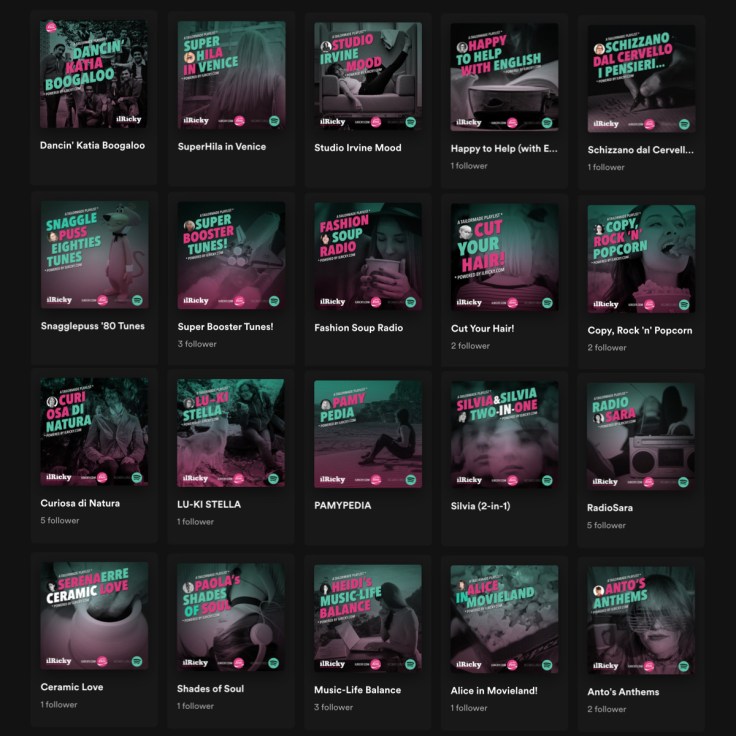 raccolta di copertine di playlist su misura di ilRicky pubblicate su Spotify