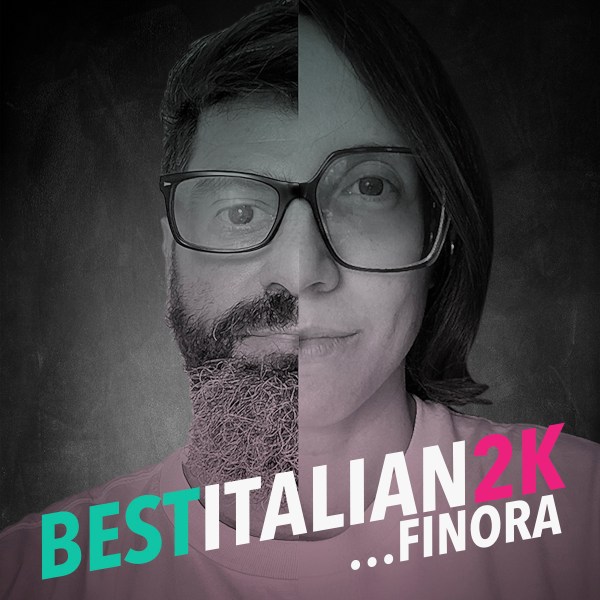 Copertina della playlist «Best Italian 2K... finora» con fotomontaggio dei primi piani di Riccardo Urso e Marisa Simonini