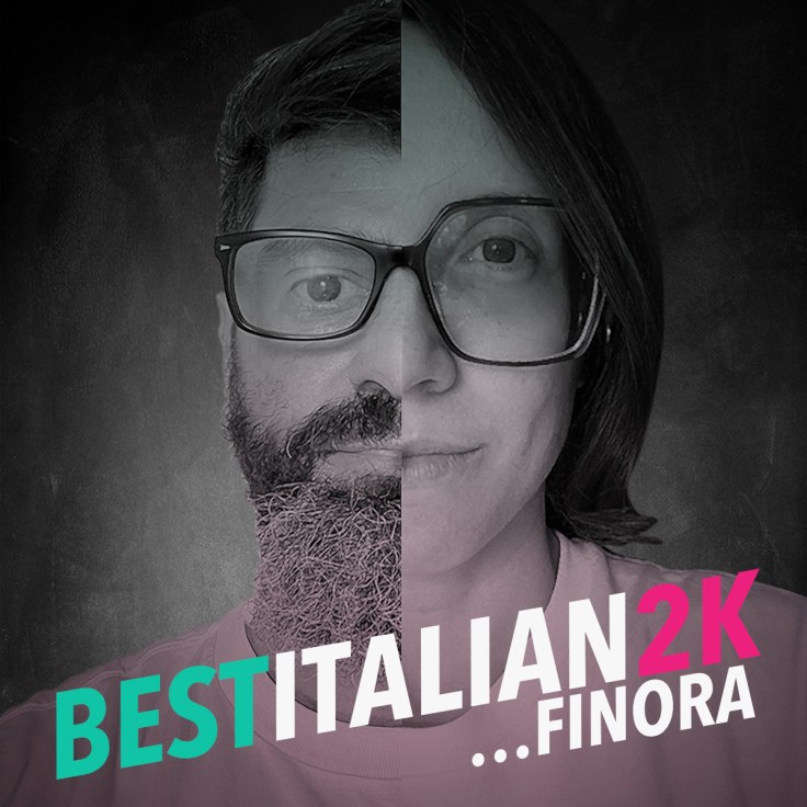 Copertina della playlist «Best Italian 2K... finora» con fotomontaggio dei primi piani di Riccardo Urso e Marisa Simonini