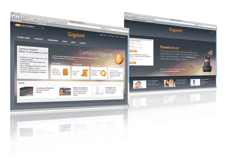 screenshot dei siti per la rete vendita di Siemens Gigaset